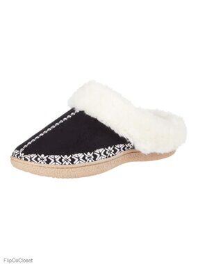 Embroidered Microsuede Clog Slippers Memory Foam Indoor Outdoor
